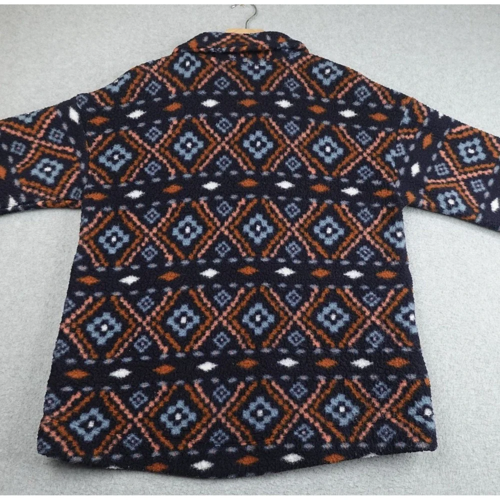 Old Navy Sweater Womens L Blue Aztec Geo Fluffy Fleece Mock Half Zip Pullover - Picture 2 of 7